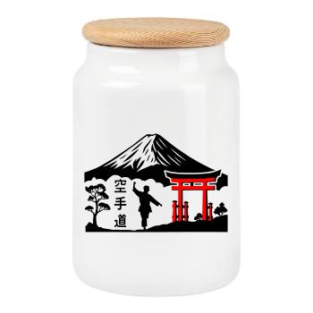 Karate Nature - Cookie Jar with Wooden Lid - white - Front