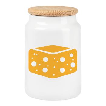 Design inspiré par le fromage artisanal éponge - Boîte à biscuits avec couvercle en bois - blanc - Devant