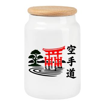 Karate Nature - Cookie Jar with Wooden Lid - white - Front
