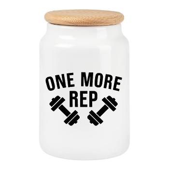 One More Rep Motivational Gym Lover Quote - Cookie Jar with Wooden Lid - white - Front