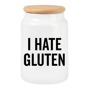 Ich hasse Gluten - Keksdose mit Holzdeckel - Weiß - Vorne