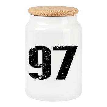 97 Number Jersey - Cookie Jar with Wooden Lid - white - Front