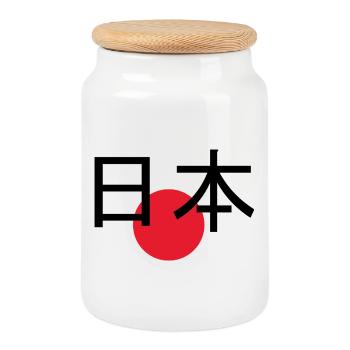 Japon 日本 – Chemise streetwear minimale - Boîte à biscuits avec couvercle en bois - blanc - Devant