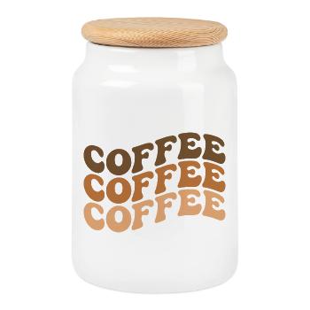 Coffee Lover Quote - Cookie Jar with Wooden Lid - white - Front