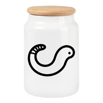 earthworm - Cookie Jar with Wooden Lid - white - Front