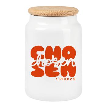 Verset biblique inspirant choisi par Jésus, la foi et le Christ - Boîte à biscuits avec couvercle en bois - blanc - Devant