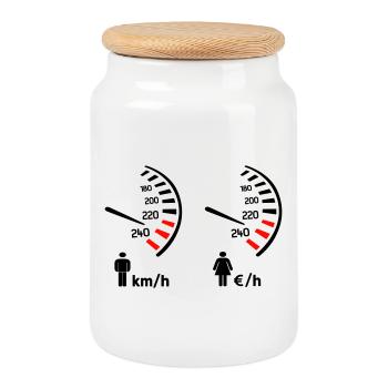 Tachometer km/h und Kostenmesser - Keksdose mit Holzdeckel - Weiß - Vorne