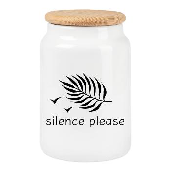 Silence s’il vous plaît reposez-vous imprimer design - Boîte à biscuits avec couvercle en bois - blanc - Devant