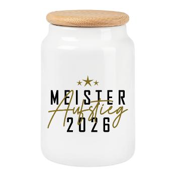 Meister 2026 - Keksdose mit Holzdeckel - Weiß - Vorne
