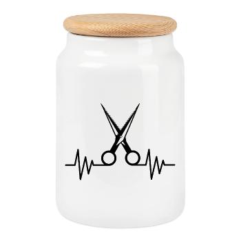 Schere Heartbeat Friseur Hair Stylist Geschenk  - Keksdose mit Holzdeckel - Weiß - Vorne