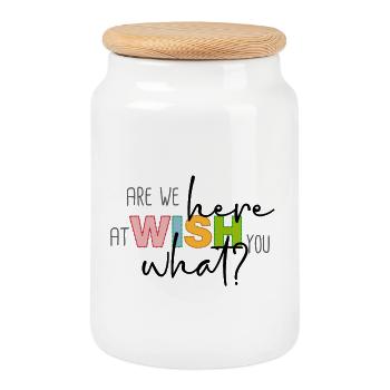 Are we here at wish you what? - Keksdose mit Holzdeckel - Weiß - Vorne