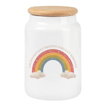 I Support Gay Rights – Pastell Regenbogen Shirt - Keksdose mit Holzdeckel - Weiß - Vorne