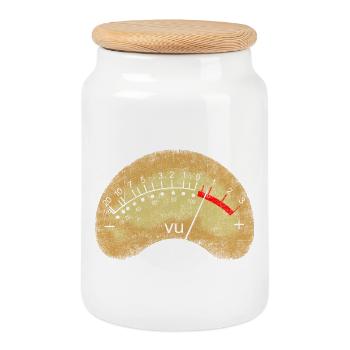 Analoges VU-Messgerät - Keksdose mit Holzdeckel - Weiß - Vorne