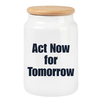 Motive for Action for Tomorrow - Cookie Jar with Wooden Lid - white - Front