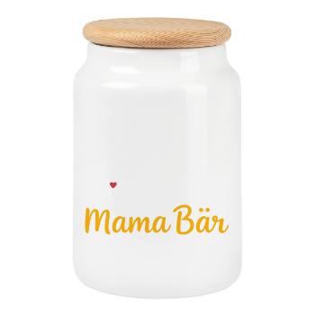 Future Mom MAMA BEAR Retro Funny - Cookie Jar with Wooden Lid - white - Front