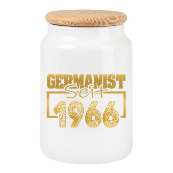 Studied in 1966 - Cookie Jar with Wooden Lid - white - Front