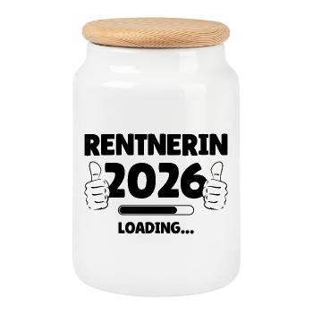 Retiree 2026 Loading Bar Design - Cookie Jar with Wooden Lid - white - Front