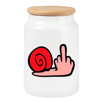 escargot majeur insulte branleur baise toi - Boîte à biscuits avec couvercle en bois - blanc - Devant