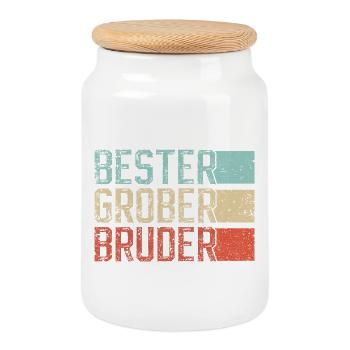Meilleur Big Brother Retro - Boîte à biscuits avec couvercle en bois - blanc - Devant