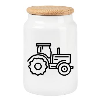 tracteur - Boîte à biscuits avec couvercle en bois - blanc - Devant
