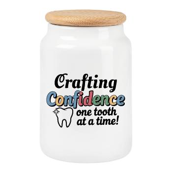 Dental Lab Porcelain Layering  - Cookie Jar with Wooden Lid - white - Front