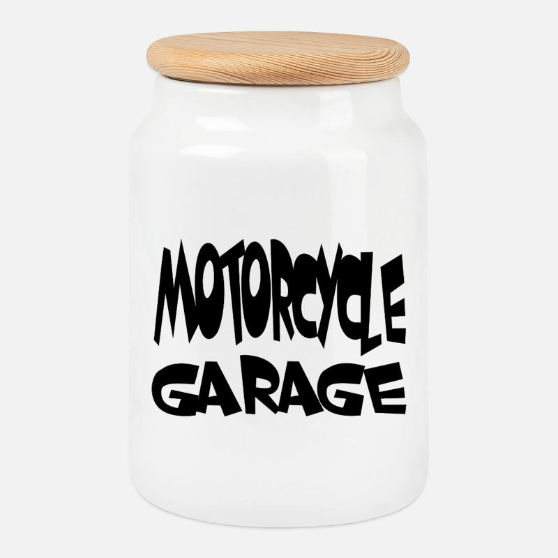 Motorrad - Keksdose mit Holzdeckel - Weiß