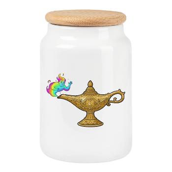 Spirit from the Miracle Lamp - Cookie Jar with Wooden Lid - white - Front