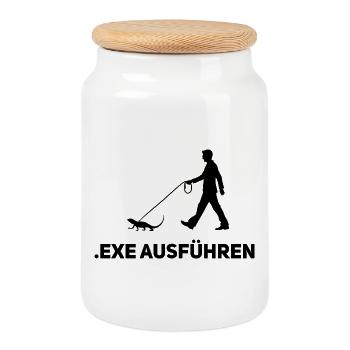 .EXE ausführen – Lustiges Informatiker Shirt - Keksdose mit Holzdeckel - Weiß - Vorne