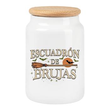 Escouade de sorcières - Boîte à biscuits avec couvercle en bois - blanc - Devant