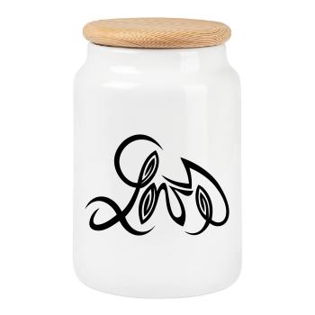 Design d’amour réalisé par Cean - Boîte à biscuits avec couvercle en bois - blanc - Devant
