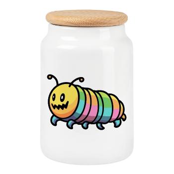 Wurm Halloween Zombie - Keksdose mit Holzdeckel - Weiß - Vorne