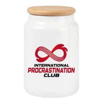 Club international de la procrastination - Boîte à biscuits avec couvercle en bois - blanc - Devant