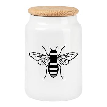 Abeille Miel Abeille Abeille Cadeau d’Apiculteur - Boîte à biscuits avec couvercle en bois - blanc - Devant