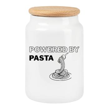 Angetrieben von Pasta - Keksdose mit Holzdeckel - Weiß - Vorne