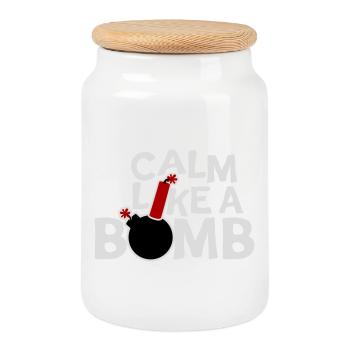 Calme comme une bombe Paradoxe Ironie Humour Blague explosive - Boîte à biscuits avec couvercle en bois - blanc - Devant