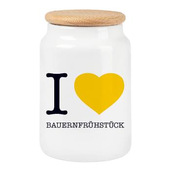 I love farmer's breakfast - Cookie Jar with Wooden Lid - white - Front
