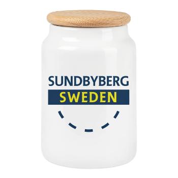 Sundbyberg Suède Montre Rétro Motif - Boîte à biscuits avec couvercle en bois - blanc - Devant