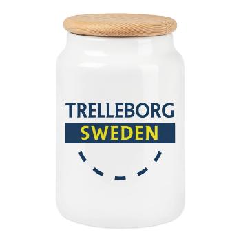 Trelleborg Schweden Logo Bogen - Keksdose mit Holzdeckel - Weiß - Vorne
