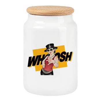 WHOOSH GIRL – nette Leute - Keksdose mit Holzdeckel - Weiß - Vorne