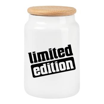 limited_edition - Cookie Jar with Wooden Lid - white - Front