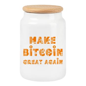 Rendez le bitcoin à nouveau grand - Boîte à biscuits avec couvercle en bois - blanc - Devant