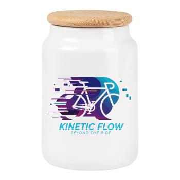 Kinetic Flow Bicycle Burst - Cookie Jar with Wooden Lid - white - Front