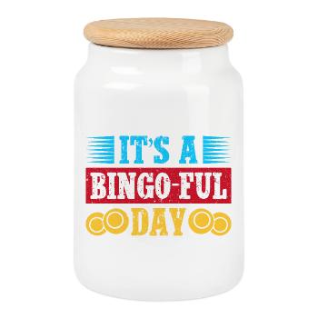 Bingo Game It ́s Bingo-Ful Day Bingo - Cookie Jar with Wooden Lid - white - Front
