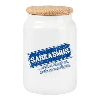 Sarcasme–... Parce que c’est illégal (Fun) - Boîte à biscuits avec couvercle en bois - blanc - Devant