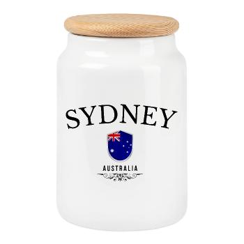 Souvenir Sydney, Sydney Australia - Cookie Jar with Wooden Lid - white - Front