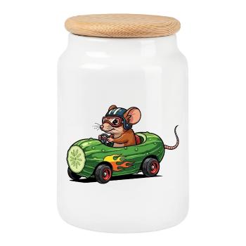 Mouse Racer Caisse de Sapon Courses de Concombre Sports - Boîte à biscuits avec couvercle en bois - blanc - Devant
