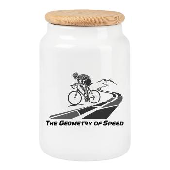 Géométrie du cycliste de vitesse sur la piste - Boîte à biscuits avec couvercle en bois - blanc - Devant