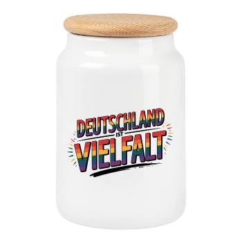 L’Allemagne, c’est la diversité - Logo Cool Pride - Boîte à biscuits avec couvercle en bois - blanc - Devant