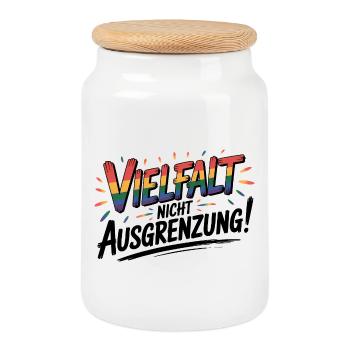 Vielfalt statt Ausgrenzung - Cool Pride Logo - Keksdose mit Holzdeckel - Weiß - Vorne