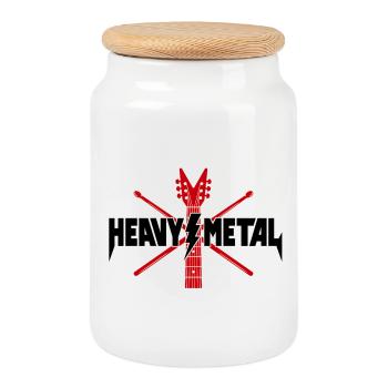 Guitare heavy metal et baguettes croisées - Boîte à biscuits avec couvercle en bois - blanc - Devant
